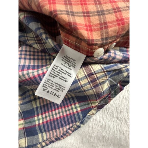 J.Crew Indian Madras Relaxed Fit Patchwork Plaid Button-Down Shirt Medium Casual - Picture 4 of 7